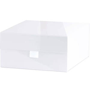 Caja de regalo dura blanca con tapa de cierre magnético Cajas de recuerdo cuadradas de 8 "x 8" x 4 "con acabado blanco brillante - Product Image 6