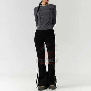 Pantalones de chándal acampanados para mujer, hechos de algodón y poliéster, de alta calidad, ajustados y de gran venta. - Product Image 4
