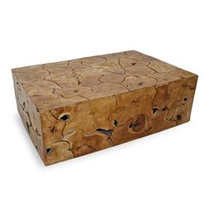Table basse Unika en bois de teck massif couleur laquée naturelle de haute qualité pour l'intérieur et l'extérieur. - Product Image 2