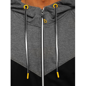 Haute qualité taille personnalisée hommes vêtements de rue mode sweat à capuche surdimensionné tricoté avec fermeture éclair solide motif anti-rétrécissement Logo en gros - Product Image 3