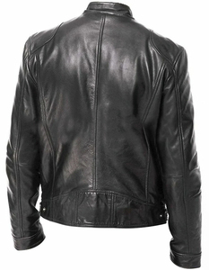 Men's Winter Casual Leather <b>Jackets</b> <b>Canvas</b> Waterproof Breathable Plain Color - Product Image 4