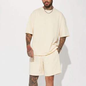 Custom Wholesale OEM Men Lounge Summer <b>Set</b> Manufacturer Supplier Cotton 180 GSM Private Label Bulk Production - Product Image 1