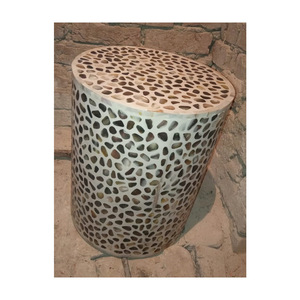 Taburete lateral de consola con incrustaciones de hueso hecho a mano, taburete de forma redonda, taburete lateral de diseño de tamaño personalizado para oficina de Hotel en casa - Product Image 1