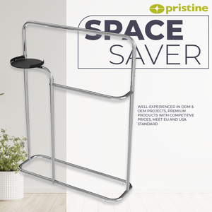 Pristine <span class=keywords><strong>Chrome</strong></span> Kim Loại Đúc Sắt Khăn Giá Đứng Với 2 Thanh 60Cm Chiều Dài Thiết Kế Hiện Đại Miễn Phí Đứng Hộ Gia Đình Lưu Trữ Chủ - Product Image 5