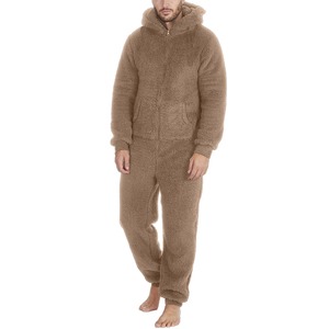 Combinaison formelle à capuche pour hommes hiver chaud polaire 100% coton 400GSM combishort survêtement survêtement ensemble barboteuse survêtement fermeture éclair - Product Image 1