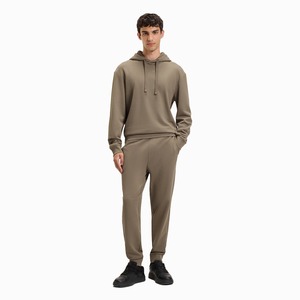 Venta al por mayor de los hombres de color sólido 2 uds Sudadera con capucha Jogger chándal conjunto suave polar pulóver cordón pantalones logotipo personalizado ropa de calle traje - Product Image 1