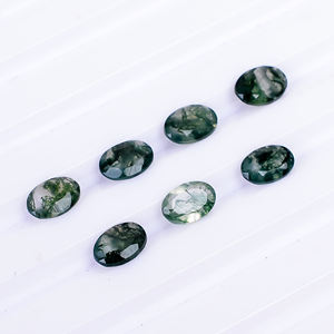 Piedra preciosa suelta de ágata musgo natural, corte brillante ovalado verde para fabricación de joyas, tamaño calibrado 6,0x4,0x2,5mm - Product Image 2