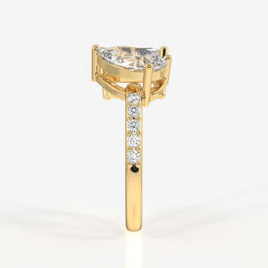 Toi Moi 18K Gold <b>Ring</b> with Emerald and Pear Cut Moissanite Diamond Unique and Elegant Moissanite <b>Rings</b> - Product Image 5