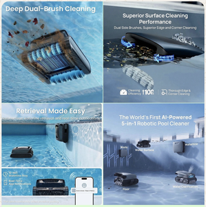 Aspirateur robotisé automatique pour piscine CC Plus Wi-Fi, nettoyage continu, sans recharge, avec brosse de nettoyage murale - Product Image 3