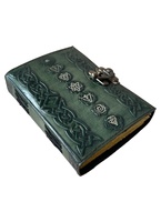 Chakra Designs Journaux en cuir véritable en relief Journal d'écriture Livre de notes en cuir véritable Couverture rigide Couleur vert foncé Journal lié