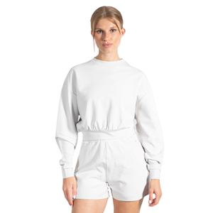 Vente en gros de sweat à capuche pour femmes, sweat-shirt court et court, impression bouffante, vêtements de sport GSM Boxy lourds - Product Image 1