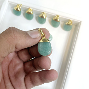 Amazonita Tumble colgante 14x18mm hecho a mano suave 18K chapado en oro collar cristal joyería regalo venta por pieza - Product Image 4