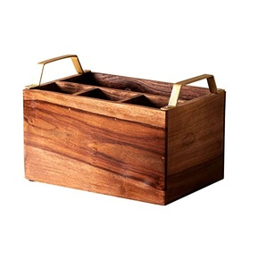 2025 utensilio de madera de acacia Caddy diseño hecho a mano con múltiples compartimentos bandeja organizadora de cubiertos para uso en la cocina al por mayor - Product Image 2
