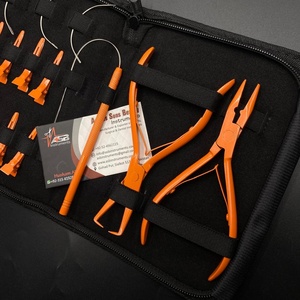 Kit d'extension de cheveux noués à la main avec outils en acier inoxydable orange, aiguille à coudre, pinces, ciseaux-pour extensions de cheveux humains - Product Image 5