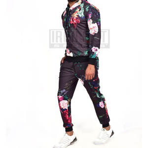 Vente en gros de vêtements de sport respirants deux pièces pour hommes pour l'exercice d'hiver à capuche imprimé tenue de course - Product Image 4