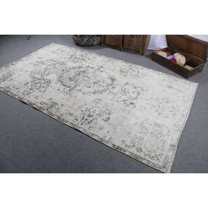 Alfombra Turca Vintage de 5.2x9.2 pies (159x279 cm), Alfombra Blanca Sólida - Product Image 4