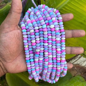 Perles Rondelle Lisse Opale Multi Couleur 8-9mm Fil de Pierres Précieuses Bonbons Naturels Rose Pâle Violet Vert Aqua Mix Loose DIY Jewelry - Product Image 5