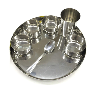 Plato de cena de acero inoxidable, forma redonda, plato para servir, vajilla de cocina, uso de comida occidental - Product Image 2