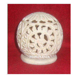 Lampe à bougie chauffe-plat de forme ronde en pierre de savon naturelle faite à la main avec finition fine pour la décoration de la maison - Product Image 1