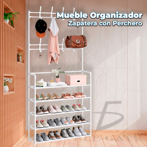 Perchero de metal 3 en 1 estilo árbol para recibidor con almacenamiento de zapatos, tipo de instalación de pie para sala de estar - Product Image 1