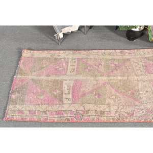 Vintage 9x12 Living Room Carpet Pink & Beige Turkish Wool <b>Rug</b> with Patchwork Design Latex Backing for <b>Hallway</b> Decorations - Product Image 2