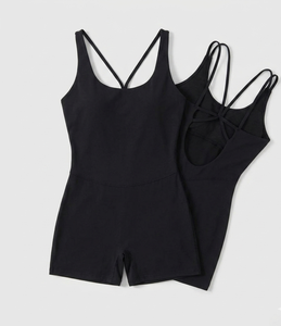 Traje de Yoga para Mujer, Mono sin Mangas, Cuello Cuadrado, Cintura Alta, Conjunto de Shorts Elásticos sin Costuras - Product Image 3