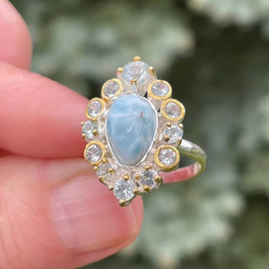 แหวนบุษราคัมขนาดเล็กสไตล์โดมินิกันธรรมชาติ925เงินสเตอร์ลิงของขวัญแบบแฟนซีทำด้วยมือสำหรับเครื่องประดับอัญมณีที่สง่างามของเธอ - Product Image 1