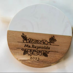 Sous-verres en marbre et en bois massif faits à la main pour le café, le thé, l'hôtel et le restaurant - Product Image 1