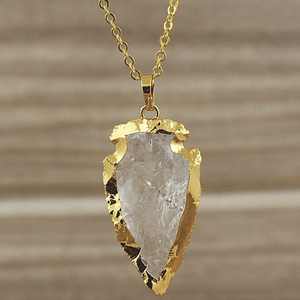 Collar de Piedra Curativa de Moda con Colgante de Punta de Flecha Negra de Cuarzo Transparente Natural Hecho a Mano de Alta Calidad de 2 Pulgadas - Product Image 3