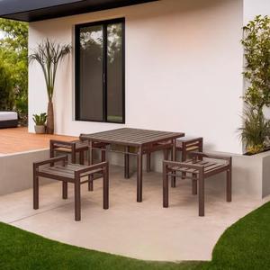 Fabrieksprijs Metalen Antieke Bruine Tafels En Stoelen KD-7154 Tuin Achtertuin Buiten Eetsets