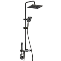 Robinet de douche de salle de bain à poignée unique en laiton avec pistolet de pulvérisation intégré, ensemble de pomme de douche à effet pluie gris canon à touches de piano