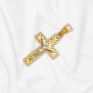Cruz de crucifijo de 14K de dos tonos de alta calidad, colgante religioso de acero inoxidable con chapado en plata, joyería de moda para mujeres y hombres - Product Image 5