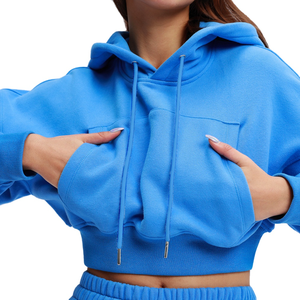 Sudadera con capucha y cremallera de algodón con estampado 3D personalizado para mujer, ropa de calle, Top corto con cremallera y hombros caídos para invierno - Product Image 1