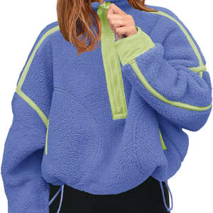 Sudadera con Capucha de Forro Polar Sherpa Estampada Personalizada para Mujer, Suave y Cálida, con Cierre de Cremallera, Manga Larga, Ribete en Contraste, Acogedora e Informal - Product Image 1