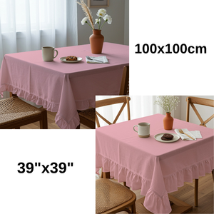 ผ้าปูโต๊ะสีชมพูขนาดเดียวสำหรับโต๊ะรับประทานอาหารผ้าโพลีเอสเตอร์สำหรับโรงแรมและงานปาร์ตี้ต้อนรับแขกที่บ้าน100x100ซม. 39" - Product Image 4