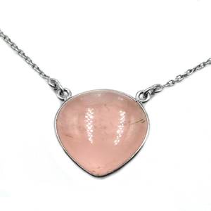 Dainty 925 Sterling <b>Silver</b> <b>Necklace</b> with Rose Quartz Minimalist Wedding Jewelry Gift Item <b>Chains</b> Type - Product Image 1