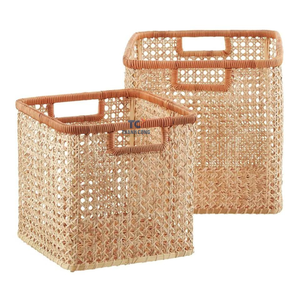 Top Selling Wooden Frame Rattan Cane Basket Sundries <b>Storage</b> Boxes <b>Bins</b> Basket Handmade in Viet Nam - Product Image 4