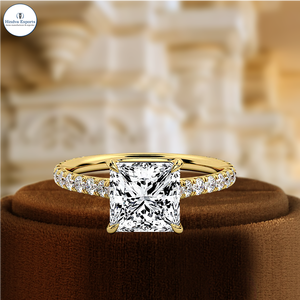 Anillo de Compromiso con Diamante Cultivado en Laboratorio de Corte Princesa de 1 Quilate, Diamante Certificado por IGI, Anillo de Bodas de Oro Amarillo de 14 Quilates, Anillo de Promesa Único - Product Image 2