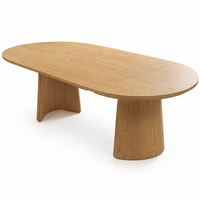 Table à manger ovale extensible moderne en MDF avec plateau en placage de bois grainé, gain de place, pour la maison, le restaurant, la cuisine, 4/6/8 places