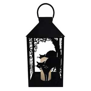 2025 Halloween noir mat métal bougeoir spécial chat découpe conception argent lanterne pour noël mariages décorations pour la maison - Product Image 6