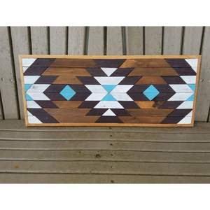 Moderno Boho arte madera mosaico geométrico pared acento - Product Image 1