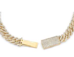 Cadena Cubana de Oro Amarillo Sólido de 10k, Cadena de Tenis de Plata de Ley 925, Collares de Perlas de Moissanita que Pasan la Prueba del Diamante - Product Image 3