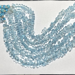 Perles Briolette en forme de goutte de poire à facettes en topaze bleu ciel naturelle, pierre précieuse naturelle pour la fabrication de bijoux - Product Image 4