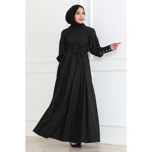 Robe kaki 6120 style décontracté à pois avec ceinture - Product Image 1