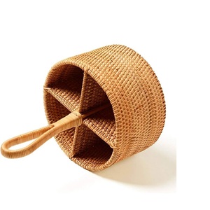 Cesta de Almacenamiento de Bambú Tejida a Mano con Asa, 4 Compartimentos, Rectangular, Minimalista, Bandeja para Accesorios de Bar - Product Image 4