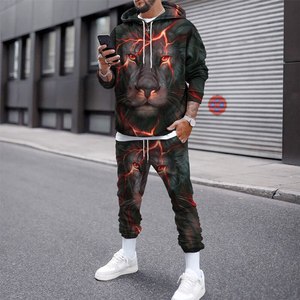 Chándal para correr para hombre, conjunto de chaqueta con capucha y pantalones de chándal de 2 piezas, chándales ajustados para hombre, bordado para correr - Product Image 5