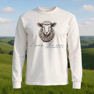 T-shirt à manches longues avec la parabole de Matthieu sur le berbère perdu et l'inscription « <span class=keywords><strong>Je</strong></span> suis celui qui... » pour usage promotionnel - Product Image 3