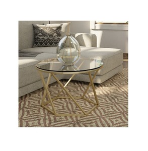Nouvelle table basse de style de luxe fait à la main avec plateau en verre trempé avec support en métal doré brillant table basse disponible à bas prix - Product Image 1