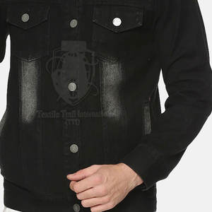 Veste en jean décontractée en toile haute performance coupe ajustée, couleur unie avec deux poches avant, légère pour l'hiver - Product Image 5