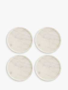 Nouvelle arrivée Ensemble de 4 sous-verres en pierre de marbre blanc carré moderne de luxe avec des rayures dorées pour une protection de table élégante - Product Image 6